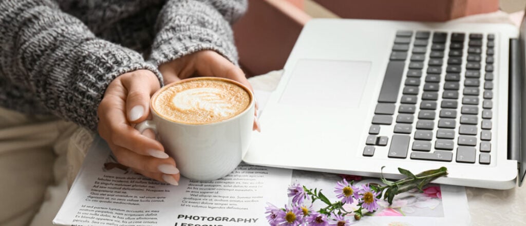 enjoying coffee break