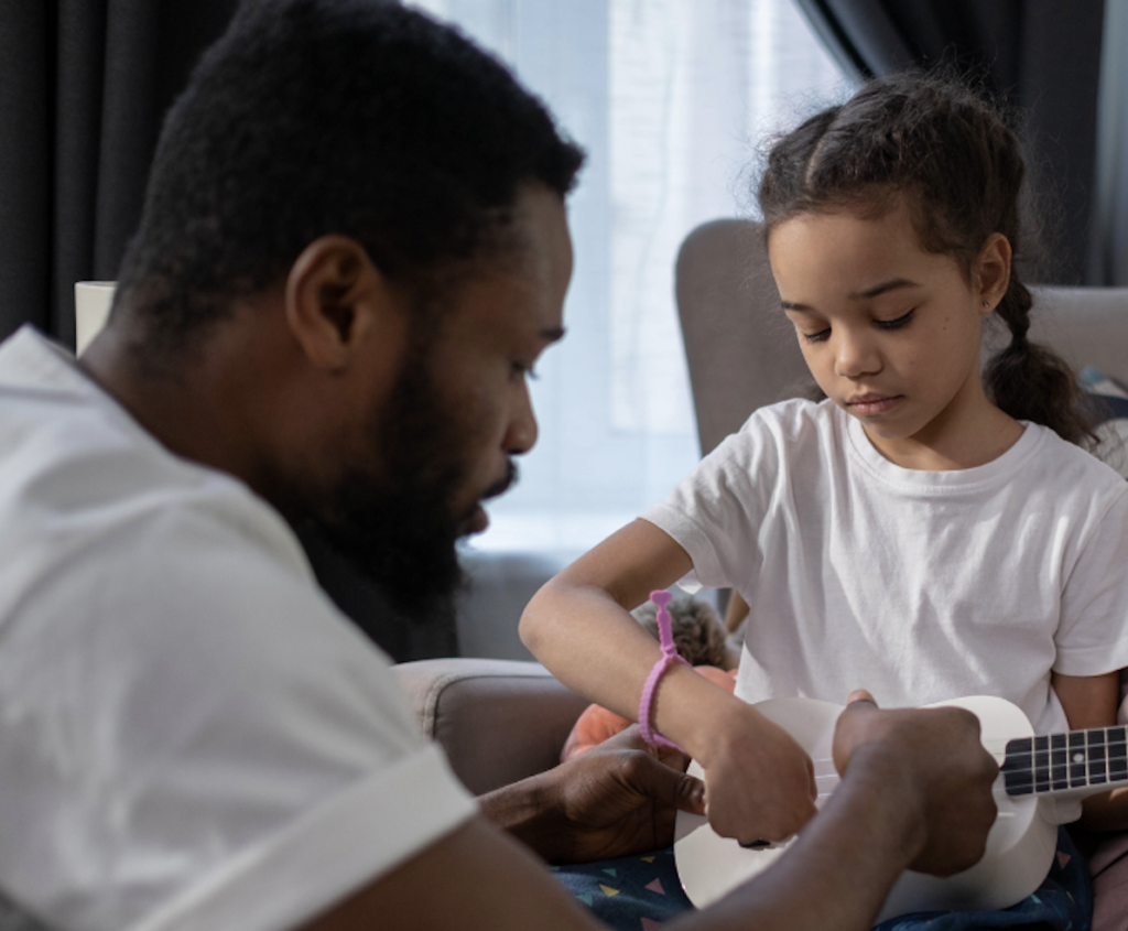 Parent supporting child with homework